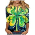 thumbnail image 2 of successthop St Patricks Day Blouses for Women Dressy Casual Sexy Green Shamrock Glitter Paddy's Day Tees Crew Neck Holiday Shirts 3/4 Sleeve Gifts Tops Pullovers Vintage Trendy Clothes, 2 of 5