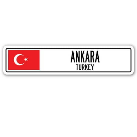 - ANKARA, TURKEY Street Sign Turk flag city country road wall gift