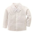 thumbnail image 5 of Lmnyox Toddler Boys 3 Piece Outfit Long Sleeve Button Formal Shirts and Suspender Pants Set with Bow Tie, 5 of 7