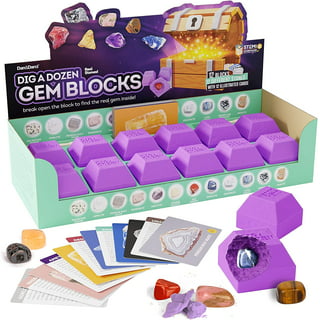 UCAI Gemstone Dig Kit with Rock Collection Box - Dig Up 12 Real Gems -  Mineral & Rock Collection Kit, Science Kits for Kids Age 4-6-8-12,  Archaeology