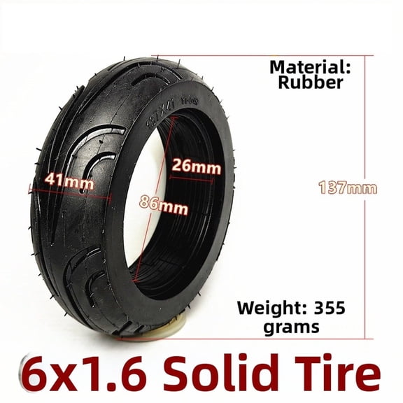 6X1.6 Solid Tire Electric Scooter Replacement 137X41Mm Puncture Proof