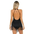 thumbnail image 5 of Aiihoo Women Shiny Tassel Latin Dance Dress Fringe Bodysuit Flapper Cocktail Dress Gymnastic Leotard Black XXL, 5 of 7
