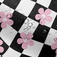 thumbnail image 5 of Black White Shower Curtain Pink Flower Abstract Checkered Plaid Groovy Shower Bath Curtain Bathroom Accessories 72x72 Inches, 5 of 6