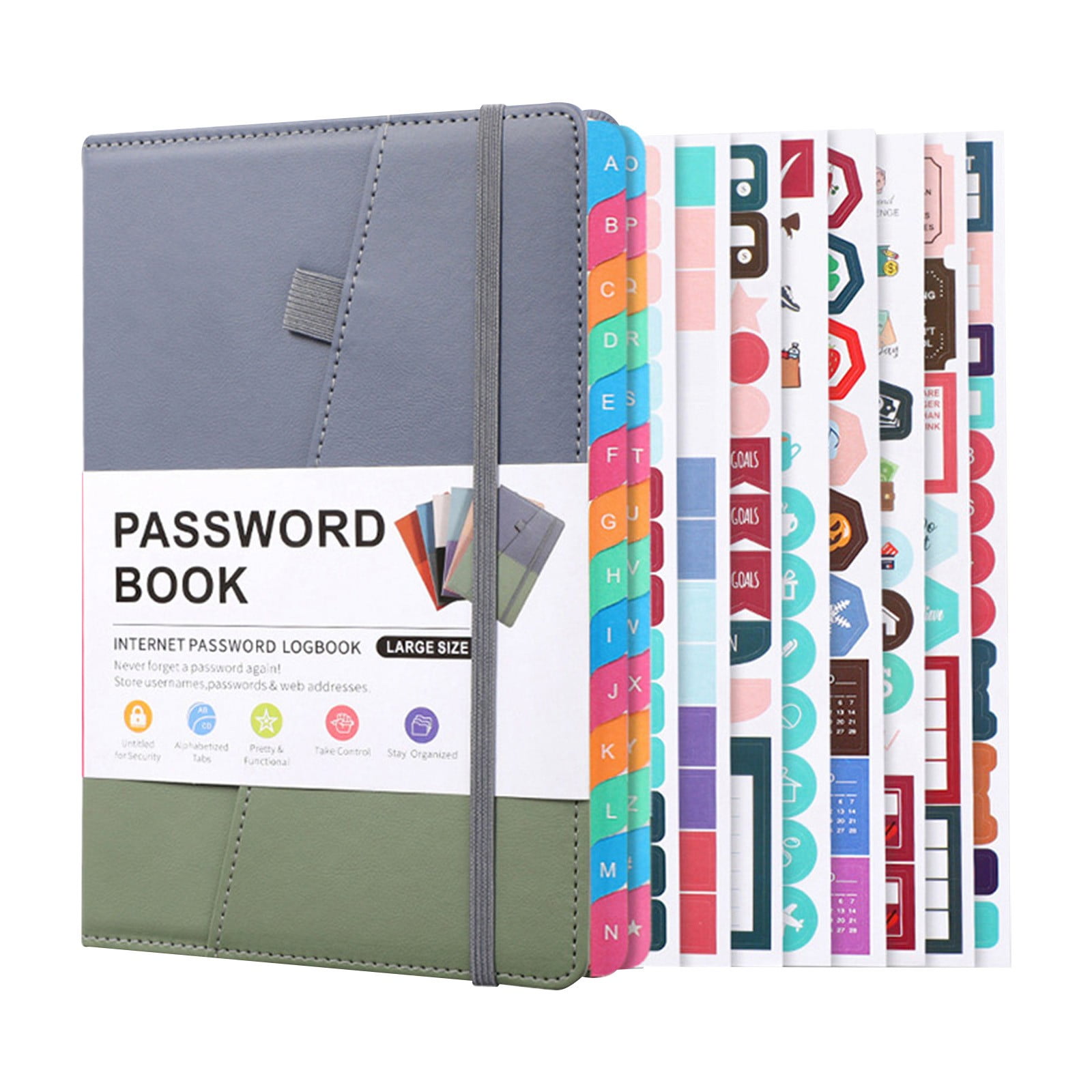 BinKFF Password Book with Colorful Alphabetical Tabs, Password Books for Seniors, Password Keeper Book for Computer and Internet Address Website Login, 5.9''x 8.4''
