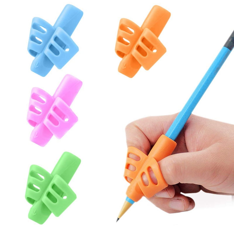 Pen Grips Posture Corrector Pen Holder Writing Two Finger Silicone Student 4 pcs 