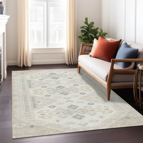 Addison Rugs Chantille Indoor/Outdoor Traditional Global Beige Machine Washable Rectangle Rug, 10' x 14'