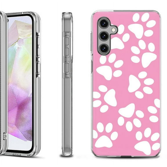 OneToughShield ® Shockproof Phone Case Compatible with Samsung Galaxy A35 5G - Pet Paw/ Pink