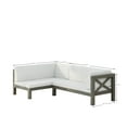 thumbnail image 2 of GDF Studio Mid-Century Modern 2 Piece Outdoor Patio Sofa Set, Right Corner Couch with Solid Wood Frame, Removable Cushions, Slat Design, Beige, 2 of 2