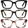thumbnail image 2 of RESJOK 3 Pack Tortoiseshell Reading Glasses  Blue Light Blocking Readers Oversize Oprah Square Anti Glare Reading Glasses for Women & MenEyestrain Spring Hinge Trending Eyeglasses Lightweight, 2 of 8