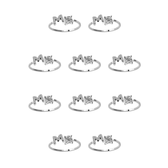 Minnieouse Anillo abierto con letras mayúsculas, anillos de compromiso reutilizables para mujer, joyería de compras para viajar, regalos de Type2 NO2