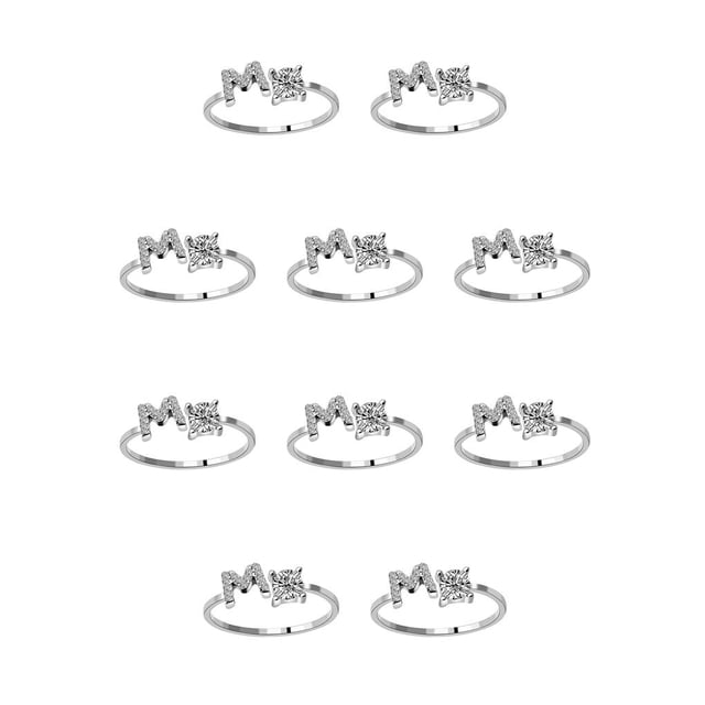 Minnieouse Anillo abierto con letras mayúsculas de cobre, anillos de compromiso elegantes reutilizables para mujer, regalos de joyería de Type2 NO2
