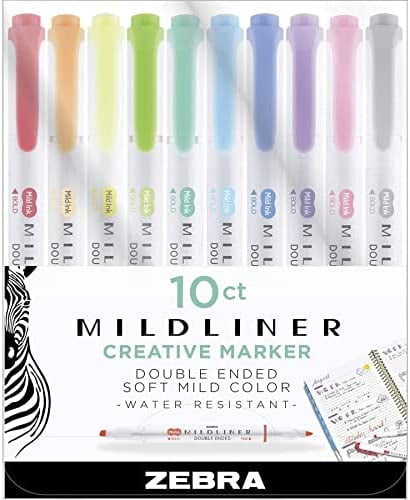 1 10 Pack Assorted Colors Broad and Fine Tips Mildliner Double Ended Highlighter 