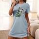 thumbnail image 4 of Camisón corto de talla grande para mujer, camisón de manga corta con estampado de pecho a la moda, camisón para mujer, 4 of 5