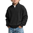 thumbnail image 2 of Cethrio Boys Zip up Sweatshirts, Stand-up Collar Casual Waffle Knit Long Sleeve Fall Outerwear Black Size 9-10 T, 2 of 8