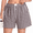 Brown White Plaid, variant on Cueply Women's Plus Size Plaid Shorts Cotton Button Gingham Lounge Shorts Summer Casual Beach Shorts with Pockets