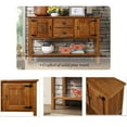 thumbnail image 5 of 48'' Solid Wood Sideboard Console Table with 2 Drawers and Cabinets and Bottom Shelf, Retro Style Storage Dining Buffet Server Cabinet for Living Room Kitchen Dining Room(Brown), 5 of 14