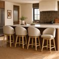 thumbnail image 2 of ReNest 27" Counter Height Bar Stools, Upholstered Barrel Back Barstools with Solid Wood Legs & Footrest, for Kitchen Island & Home Bar, Sand Fabric, Set of 4, 2 of 13