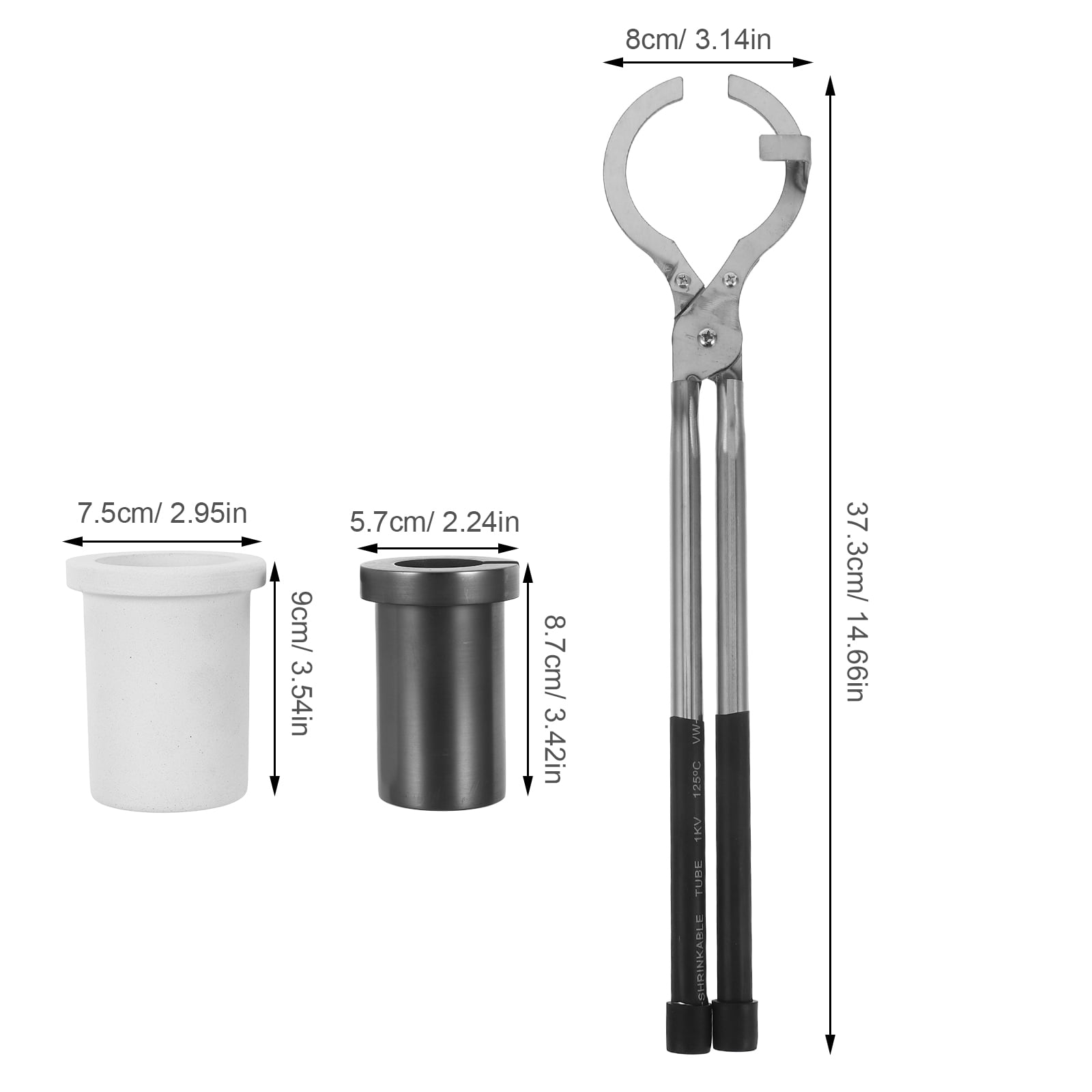 LOLIPPYY 1Set High Temperature Stable Graphite Crucible Melting Kit with Safe Crucible Pouring Pliers