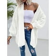 thumbnail image 5 of Women's Oversized Cardigan Sweater Front-Open Knitted Lantern Long Sleeve Thick Jacket, 5 of 6