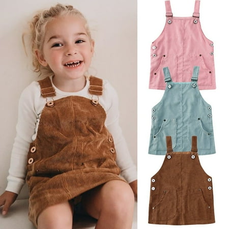 

Toddler Kids Baby Girls Retro Mini Strap Dress Suspenders Skirt Overalls Clothes 1-5Y