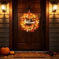 thumbnail image 2 of AYktou Thanksgiving Wreath with LED Light, 12 Inch Fall Wreaths for Front Door, Artificial Maple Leaves Pumpkin Berries Door Hanging Fall Wreath for Porch Outdoor Indoor Wall Window Harvest Decor, 2 of 6