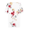 thumbnail image 3 of Dvprdro Womens Floral Print Round Neck Top Short Sleeve Ruched Detail Breathable Summer T Shirts, 3 of 5