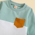 thumbnail image 5 of Toddler Baby Boy Clothes Fall Winter Outfit Patchwork Color Block Long Sleeve Sweatshirt Pullover Tops Stretch Pants Playwear Set Christmas 2PCS Set Kaprioy Boys, 5 of 9
