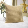 thumbnail image 3 of 18x18 Throw Pillow Covers Decorative Set of 2 Soft Velvet Corduroy Striped Square Cushion Cover for Bench Couch Decor, 18 x 18 inch, Taupe, 3 of 14