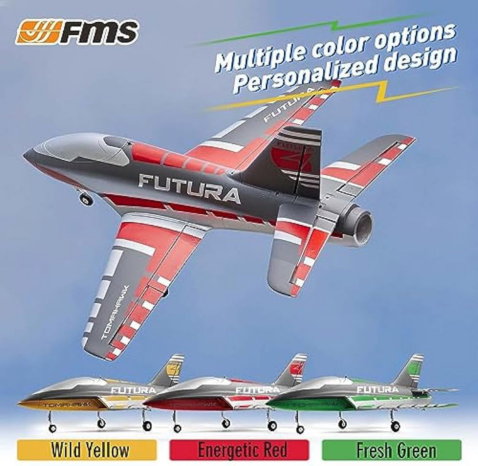 FMS Rc Jets Futura 64MM EDF Sport Jet Red PNP(NO Transmitter Batteries and Charger)