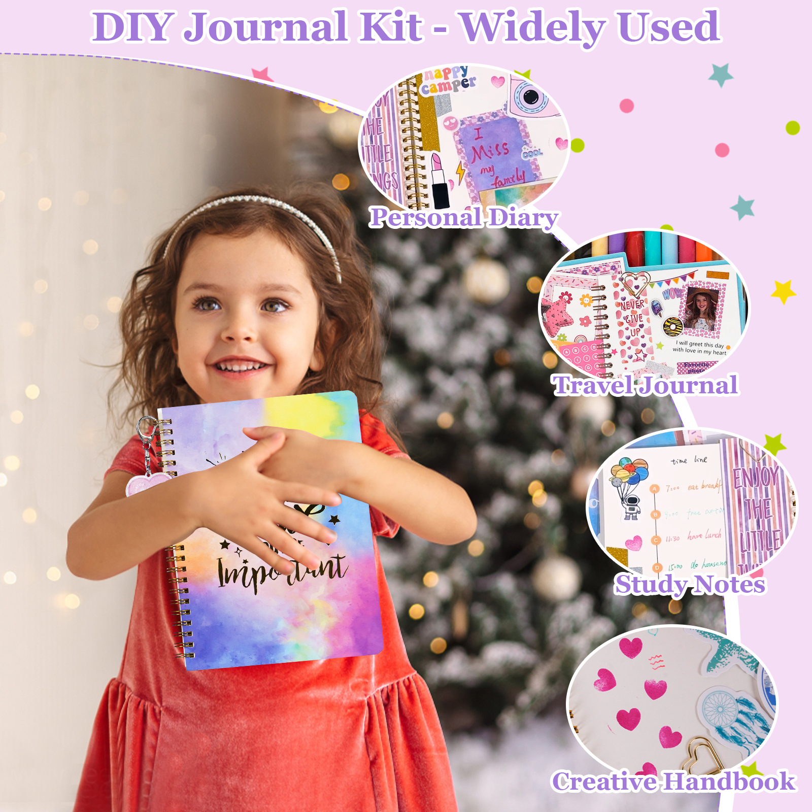 TOPCHANCES DIY Journal Kit for 4-12Y Girls - DIY Journal Set for Tween & Teen Girls, Girls Scrapbook Kit Diary Stationery Set for Kids Birthday Christmas Gifts