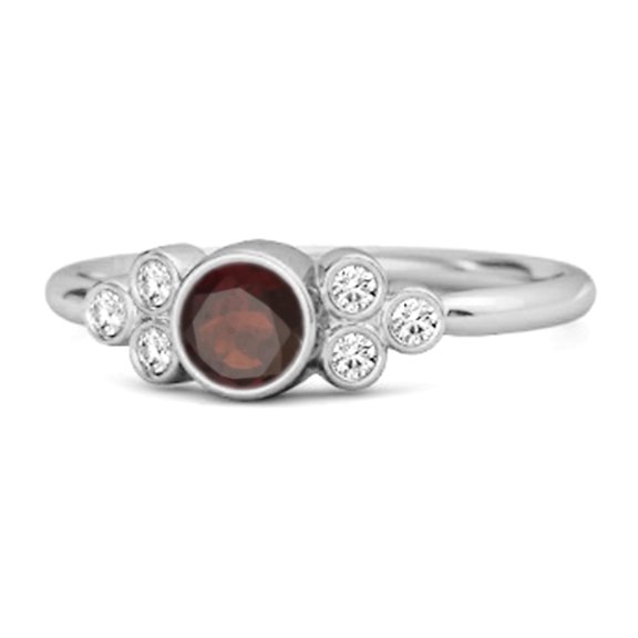 Natural Garnet Bezel Set 925 Sterling Silver Boho Mother's Day Gift Ring