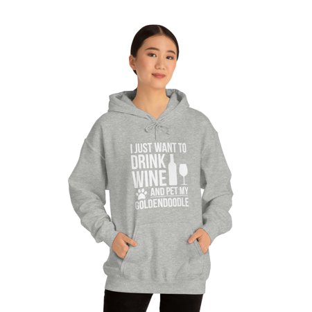 I want drink wine and pet my Goldendoodle Dog Owner Unisex Hoodie S-5XL