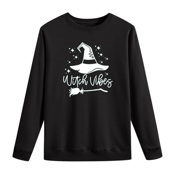 Moda mujer cuello redondo Casual manga larga Halloween impreso sudadera Tops blusa Pompotops FGAJ6474