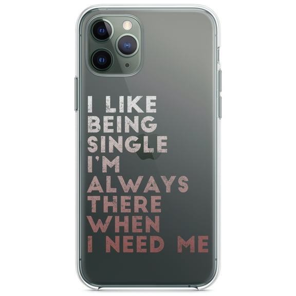 DistinctInk Clear Shockproof Hybrid Case for iPhone 11 Pro (5.8" Screen) - TPU Bumper Acrylic Back Tempered Glass Screen Protector - I Like Being Single - Always There When I Need Me