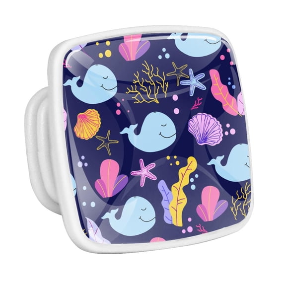 4PCS Square Cabinet Fluorescence Knob Glowing in the Dark Furniture Drawer Pulls Handle with Screws Whale