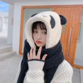 thumbnail image 6 of XIAOCHA Women’S Panda Hooded Scarf‑Mitten Set Solid Hats Party Fall‑Winter Bonnet,A, 6 of 6
