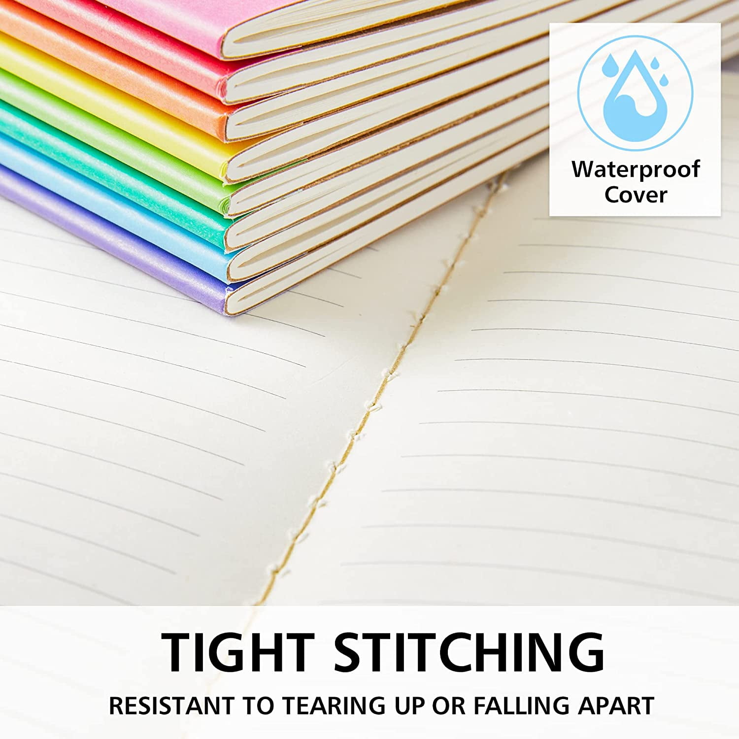 96 Pack Composition Notebooks Bulk, Kraft Cover Lined Blank College Ruled Composition Travel Journals with Rainbow Spines For Women Students Business, 60 Pages, 8.3”x 5.5”, A5, 8 Colors