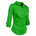 thumbnail image 2 of J. METHOD Women's Button Down Shirt 3/4 Sleeve Roll Up Stretch Collar Office Work Formal Casual Basic Blouse Top NEWT01 Lime M, 2 of 6