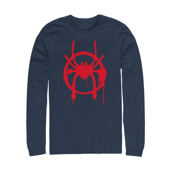 Men's Marvel Spider-Man: Into the Spider-Verse Symbol Long Sleeve Shirt Navy Blue Small