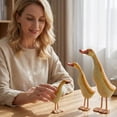 thumbnail image 4 of 3PCS Wood Carving Duck Trio Tabletop Figurines for Farmhouse Home Decor Rustic Animal Ornaments, 4 of 6