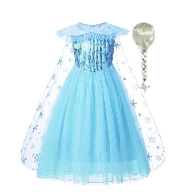 Disney Frozen Girls Elsa Cosplay Disfraz de Halloween Niños Princesa Vestido con capa Carnaval Fiesta de cumpleaños Ropa de noche 2-10Y3T (Etiqueta 110) Gao Jinjia LED