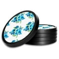 thumbnail image 1 of Silicone Non-Slip Drink Coasters with Removable Printed Absorbent Felt Pad - Set of 4 - Blue Flower Toss, 1 of 3