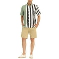 thumbnail image 2 of INSPIRE CHIC Men's Hawaiian Short Sleeve Button Down Color Block Stripe Shirts M Light Green Black, 2 of 6