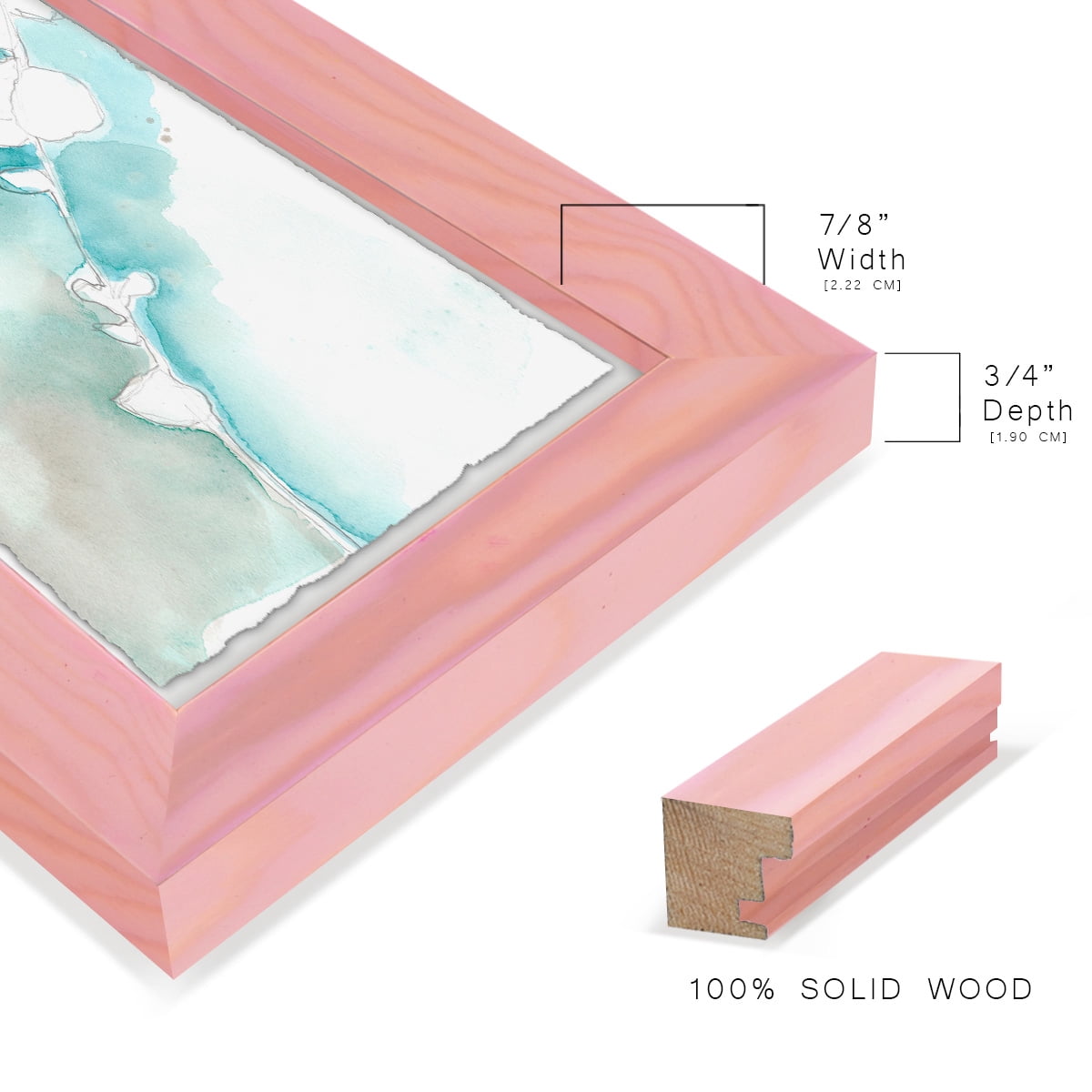 Ginkgo on Dusty Teal VII - Framed Print w/glass - Sunset Pink