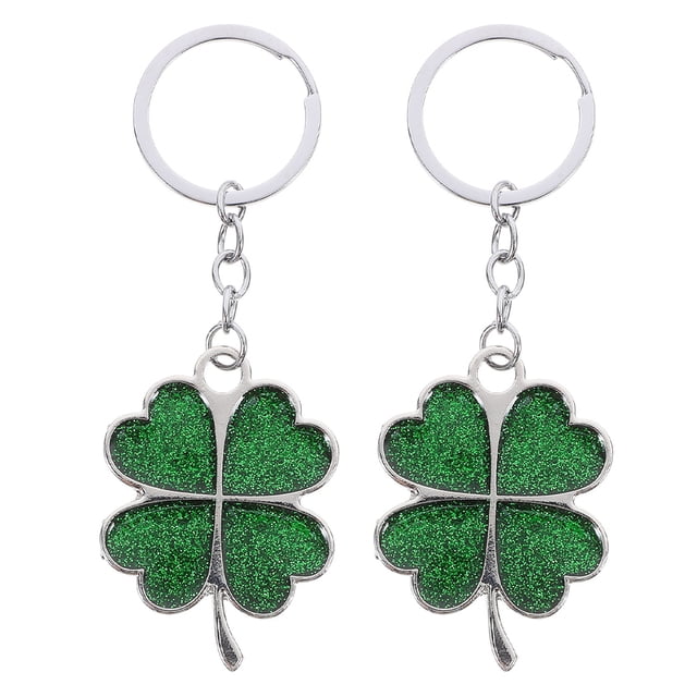 Juego de 2 llaveros de trébol de la suerte, de recuerdo, de aleación de zinc, para mujer, bonitos llaveros para mochilas, llaves de coche y monederos.