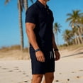 thumbnail image 5 of TaTaai Mens Two Piece Set Mens Solid Color Short Sleeve Shirt with Drawstring Shorts Casual Sports Summer Set Gift, 5 of 6