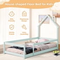thumbnail image 6 of PORKISS Twin Bed Frame for Kids Boys Girls, Solid Wood Platform Bed with House-shaped Headboard, Floor Bed, Light Green, 6 of 11