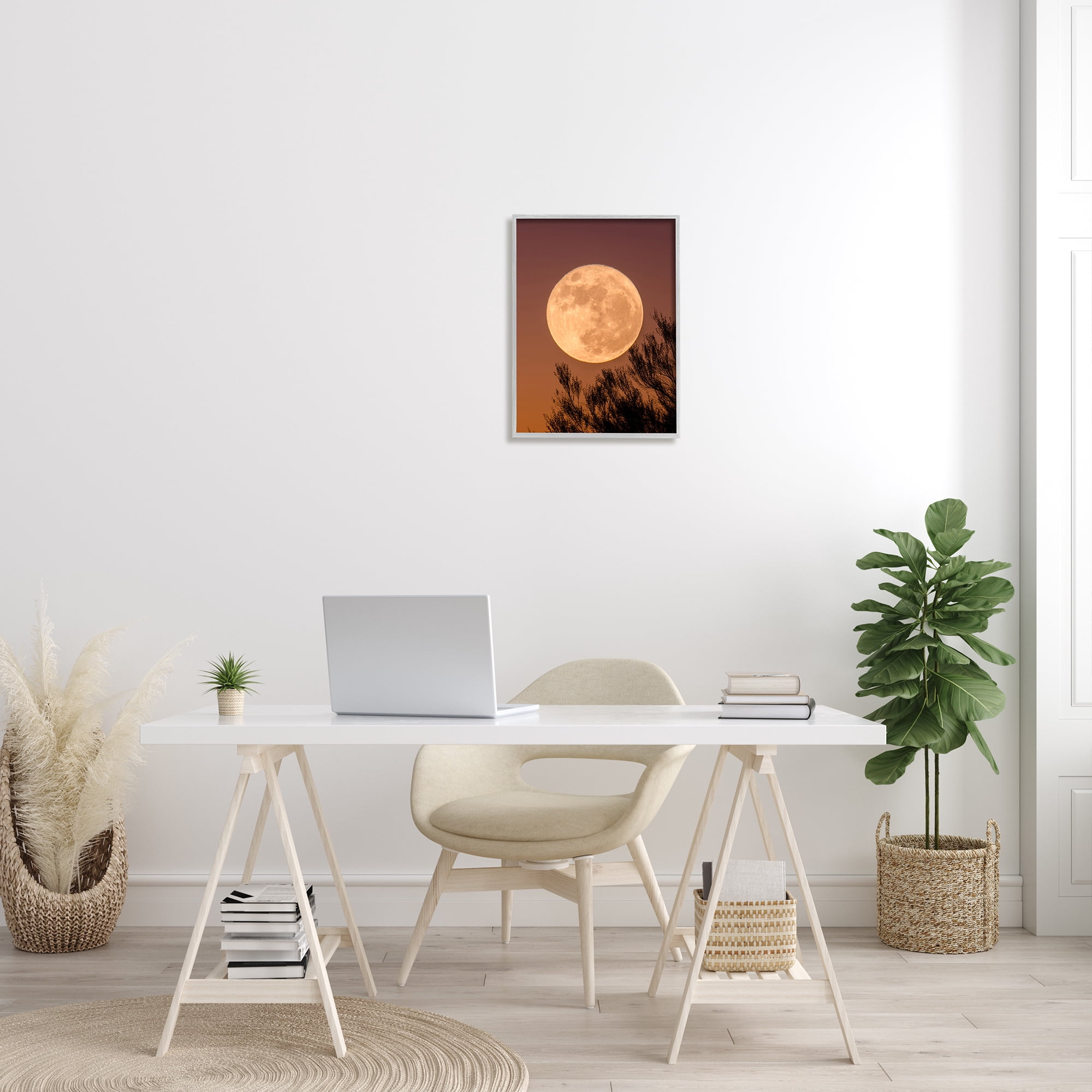Stupell Indtries Full Moon Photography Tree Branch Silhouette Autumn Sky,16 x 20,Design by Birch&Ink