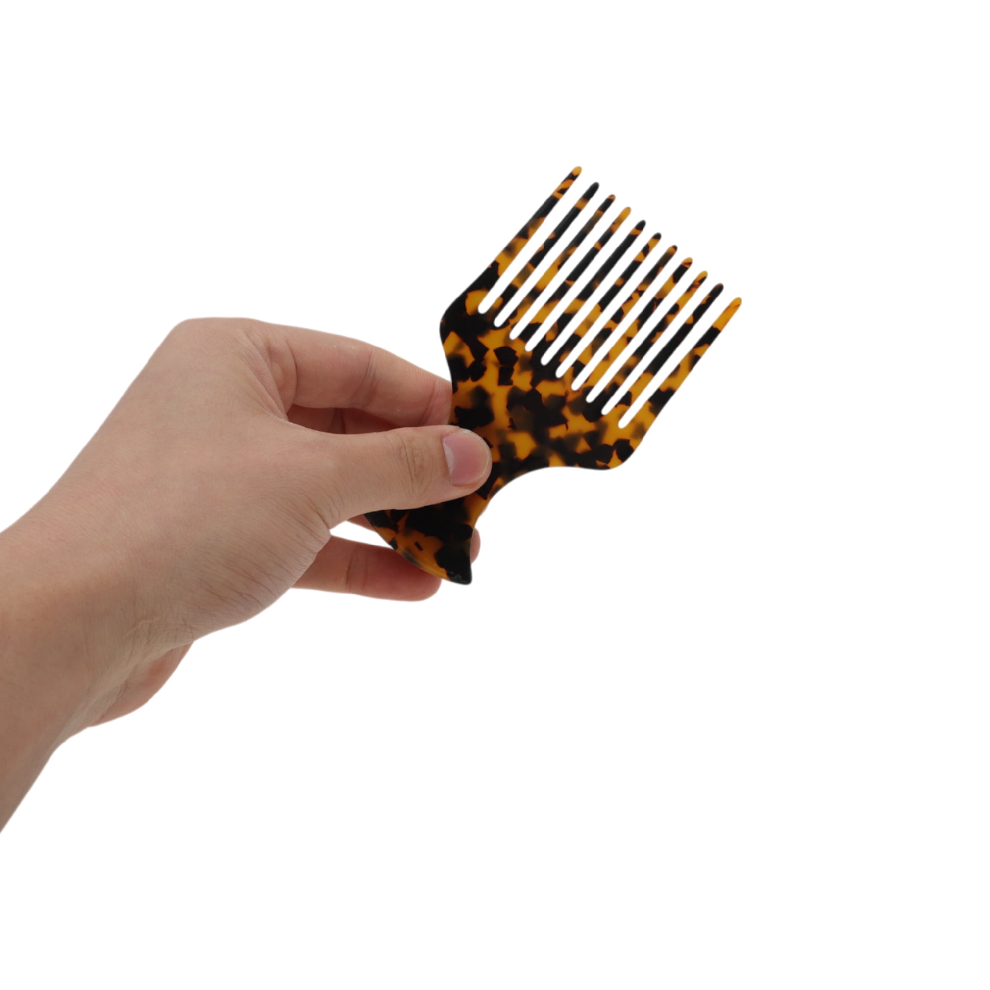 Unique Bargains 1 Pc Flat Handle Marble Hair Insert Comb for All Hair Types Brown