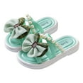 thumbnail image 3 of Girl Sandals Girl Children Shoes Comfortable Soft Soled Slippers Fashionable Flower Pearl Beach Sandals And Slippers #Green, 3 of 7